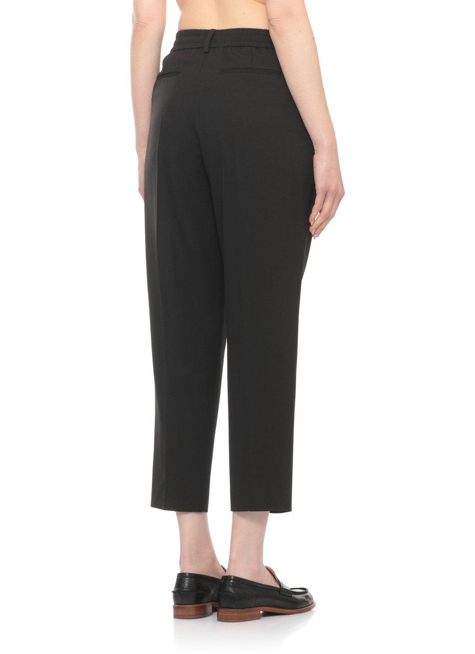 PT Torino Black Stretch Fabric Elastic Waist Formal Pants Zwart
