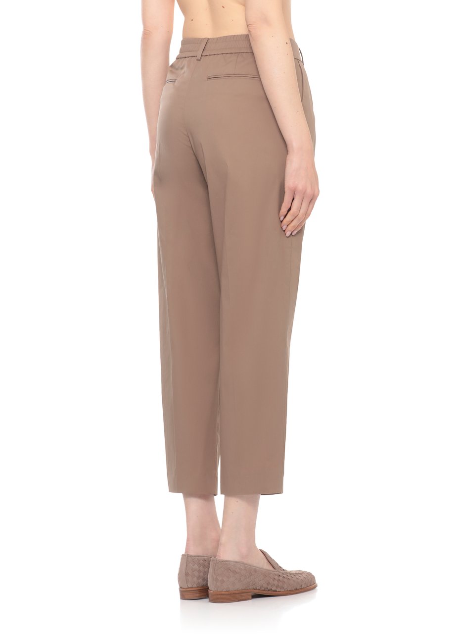 PT Torino Brown Elastic Waist Cotton-Blend Formal Pants Neutraal