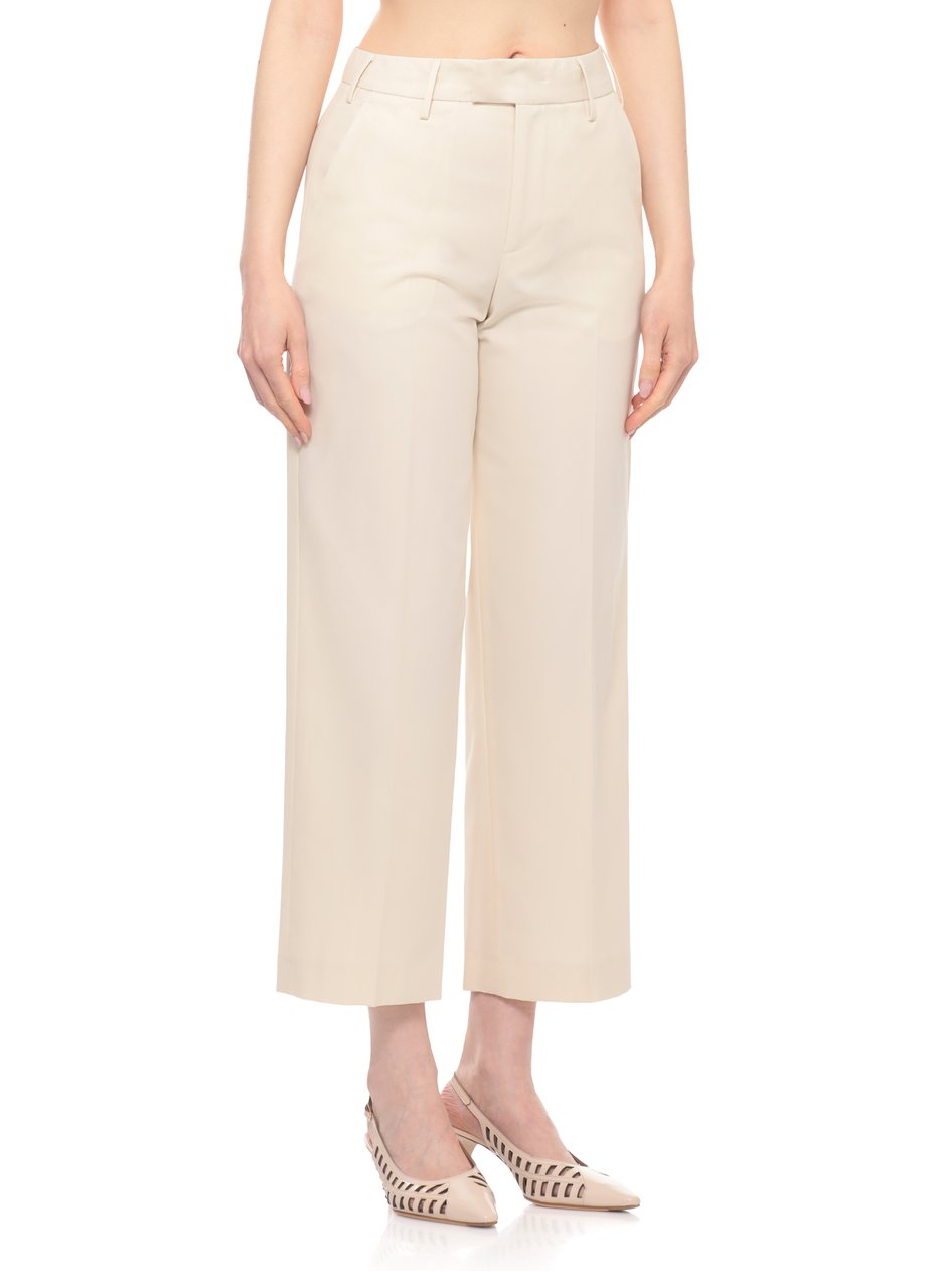 PT Torino Ivory Hook Fastening Cotton Pants Neutraal