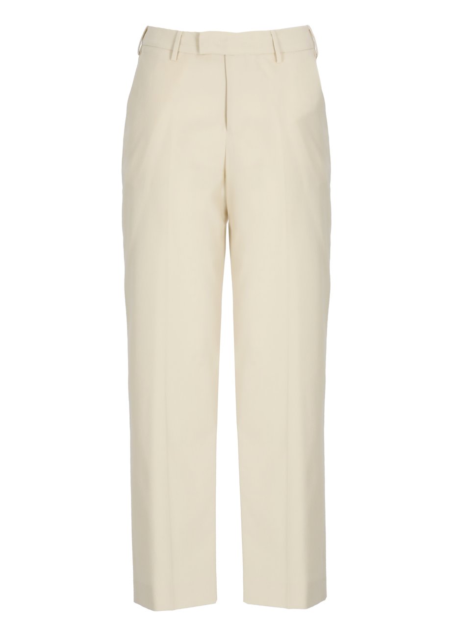 PT Torino Ivory Hook Fastening Cotton Pants Neutraal