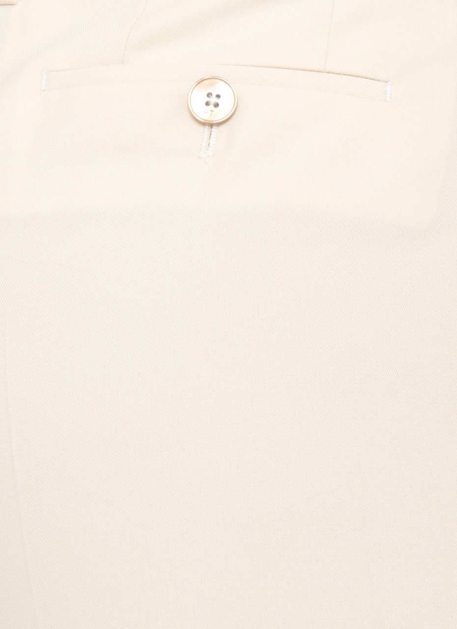 PT Torino Ivory Hook Fastening Cotton Pants Neutraal