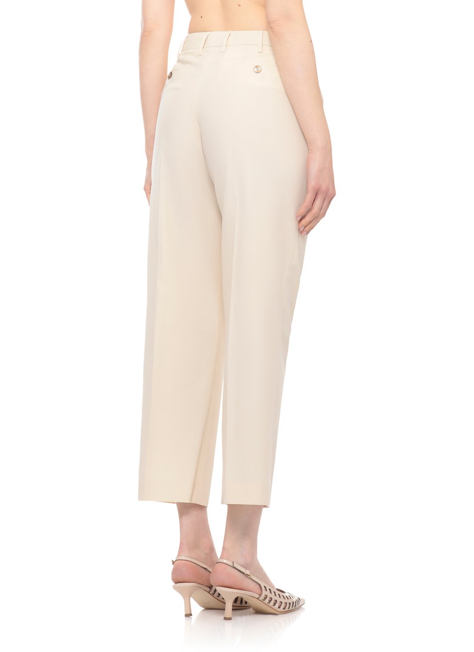 PT Torino Ivory Hook Fastening Cotton Pants Neutraal