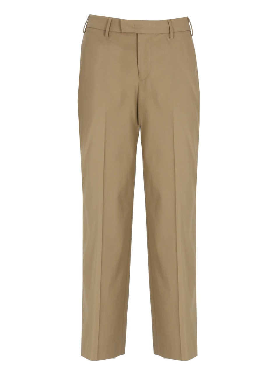 PT Torino Brown Welt Pockets Cotton Formal Pants Neutraal