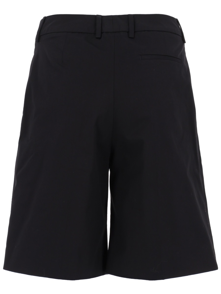 PT Torino Neutrals Simone Mid-Rise Pleated Cotton Shorts Zwart
