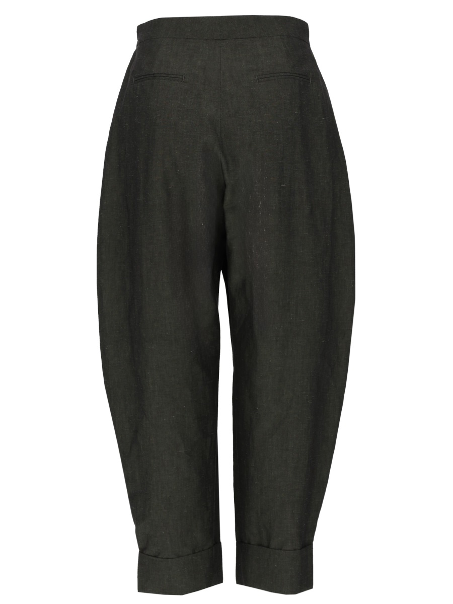 PT Torino Neutrals Cloe Carrot Fit Cotton-Linen Pants Zwart
