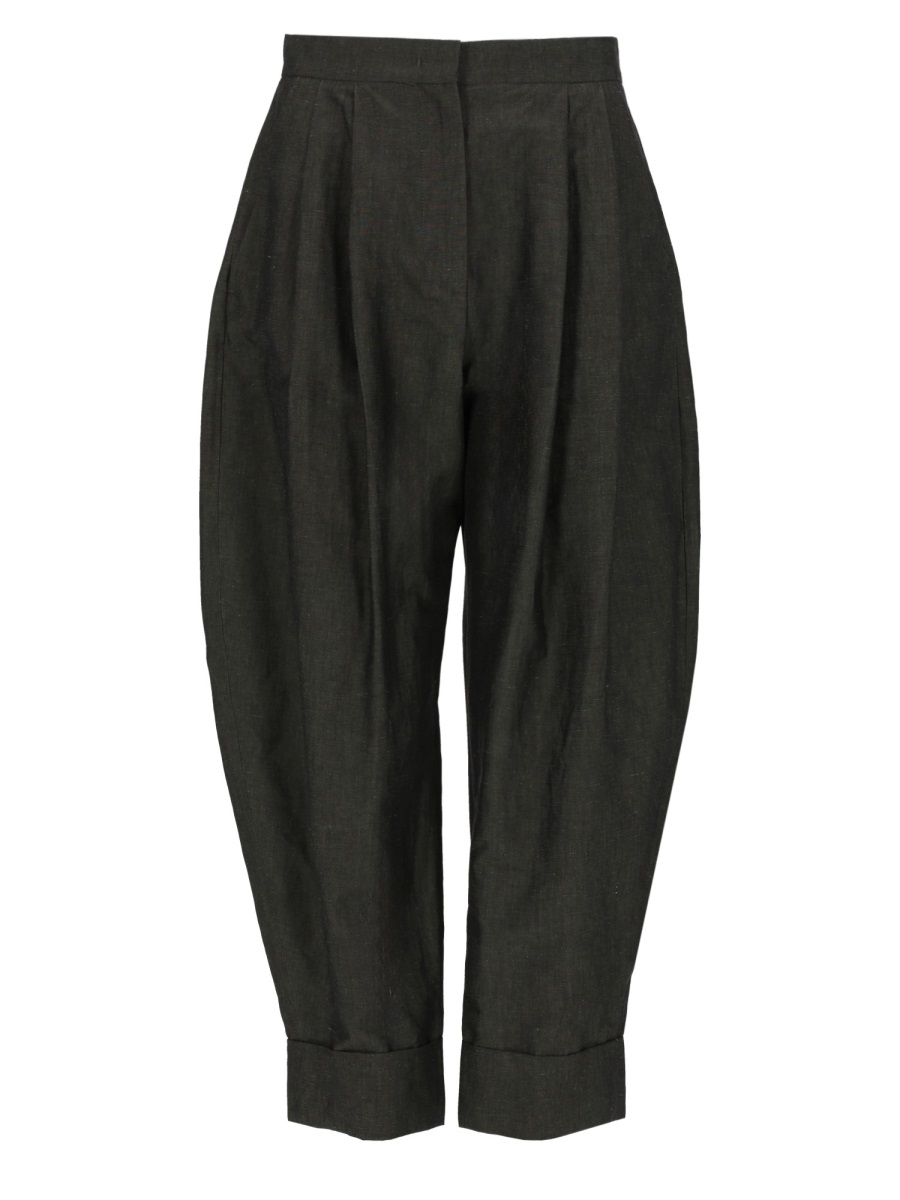 PT Torino Neutrals Cloe Carrot Fit Cotton-Linen Pants Zwart