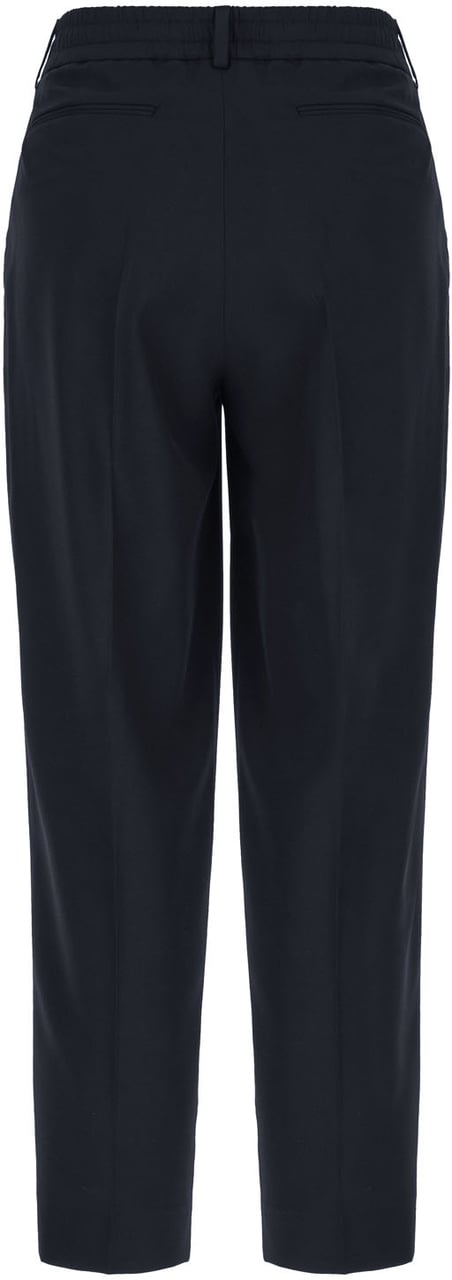 Pt Torino Navy blue stretch polyester blend pants Blauw