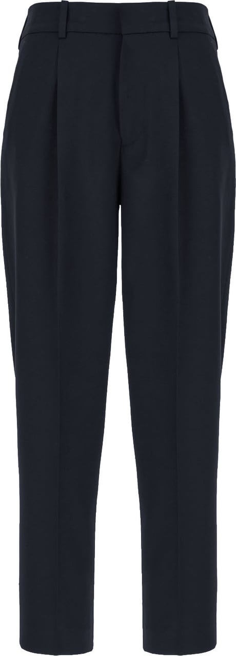 Pt Torino Navy blue stretch polyester blend pants Blauw