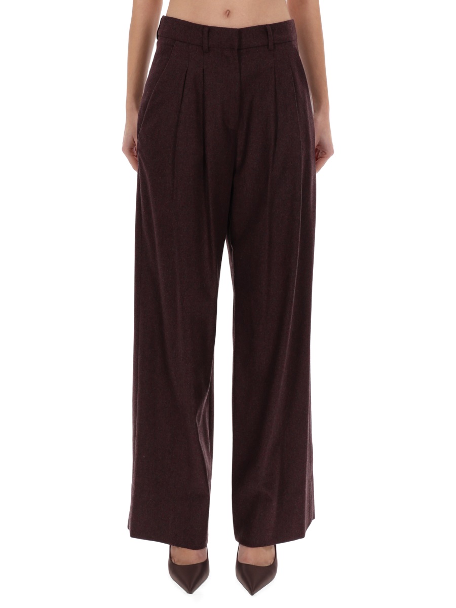 PT Torino Wide-Leg Frankie Virgin Wool-Blend Formal Pants Zwart