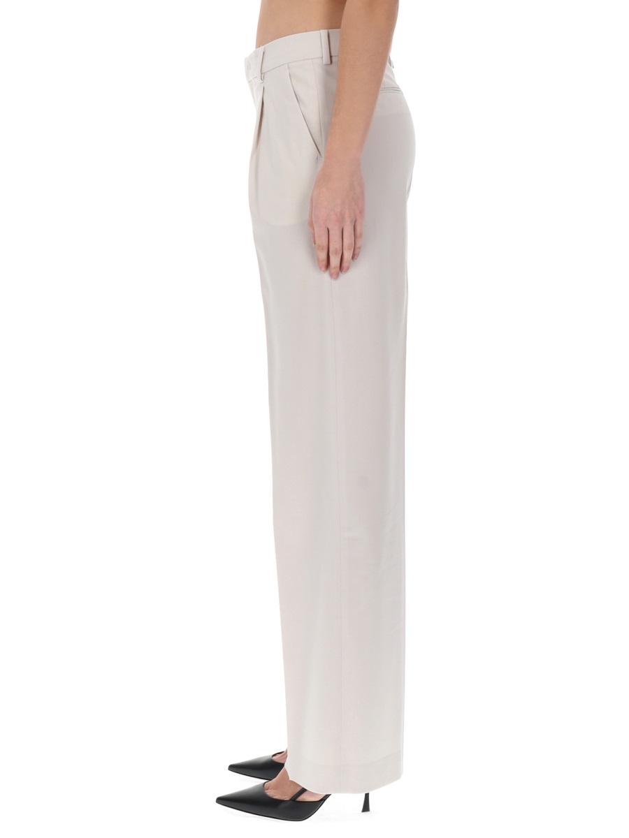 PT Torino Grey Virgin Wool-Blend Wide-Leg Pants Wit