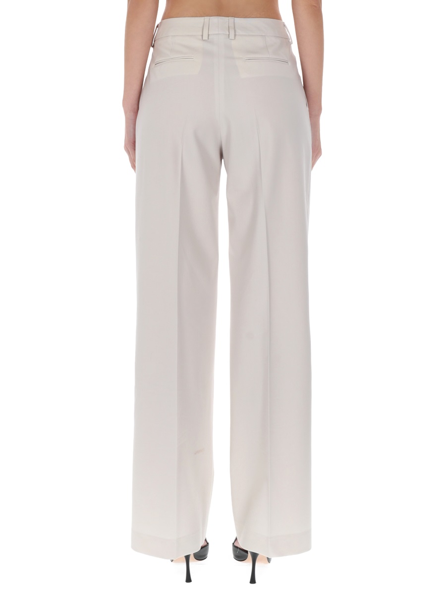 PT Torino Grey Virgin Wool-Blend Wide-Leg Pants Wit