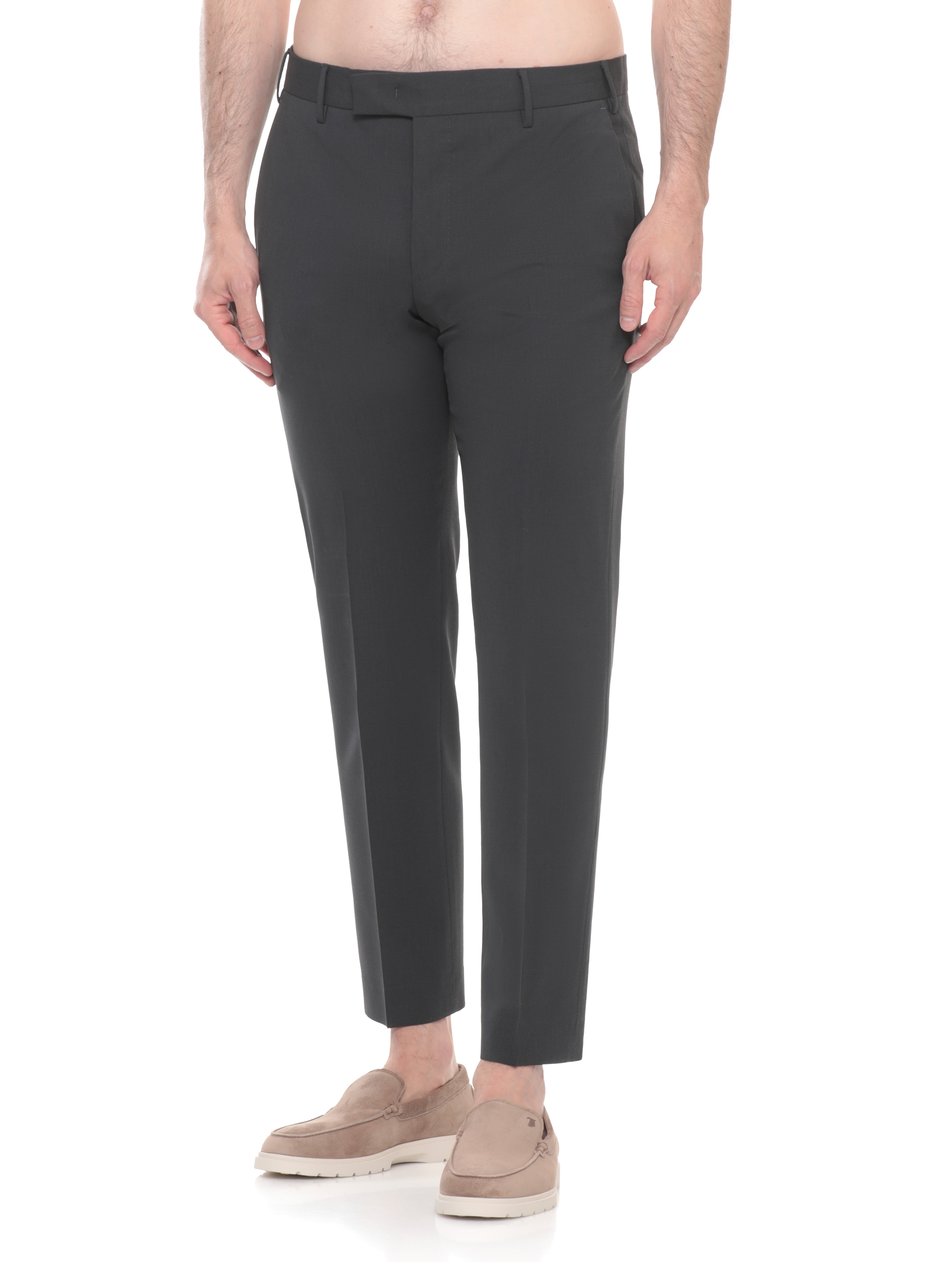 PT Torino Dark Grey Wool Straight-Leg Pants Zwart