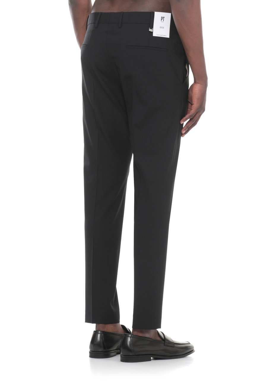 PT Torino Black Wool Straight-Leg Pants Zwart