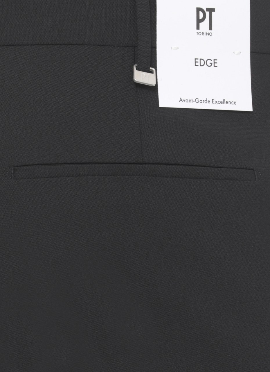 PT Torino Black Wool Straight-Leg Pants Zwart