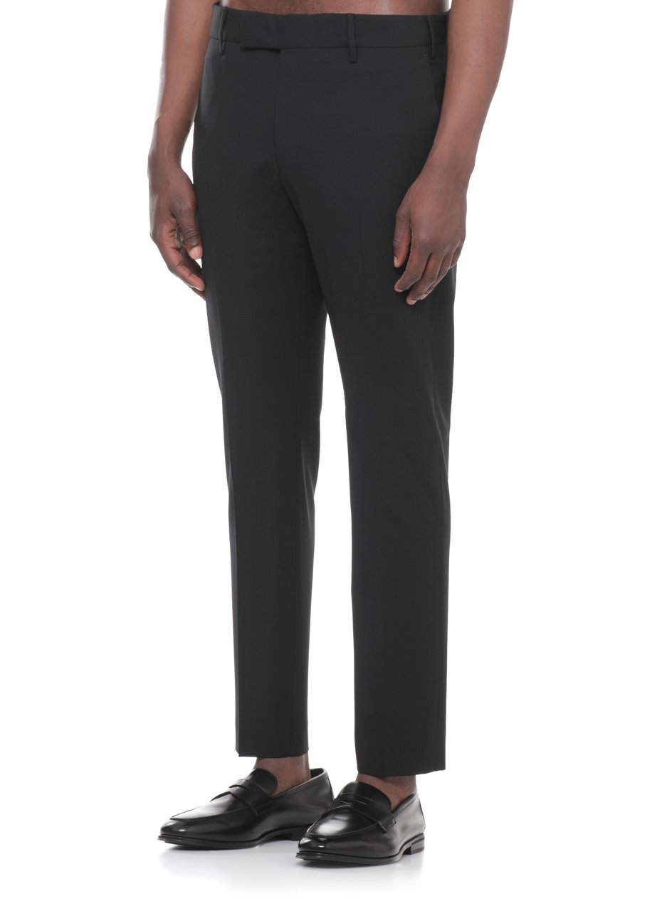 PT Torino Black Wool Straight-Leg Pants Zwart