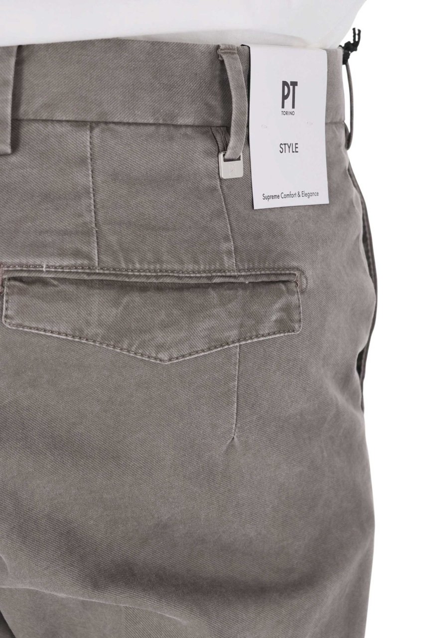 PT Torino Master Fit Faded Cotton Trousers Grijs