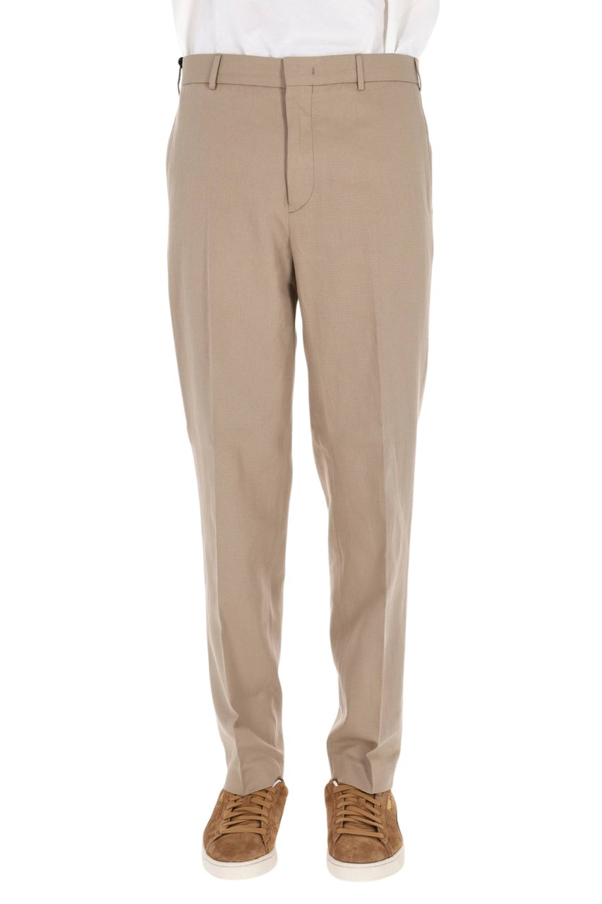 PT Torino Master Fit Cotton-Linen Trousers Roze