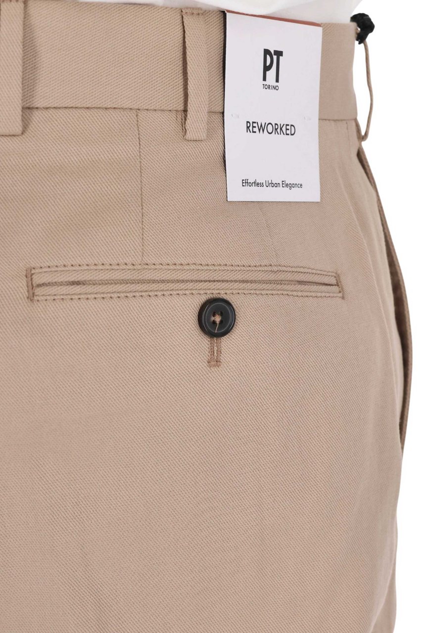 PT Torino Master Fit Cotton-Linen Trousers Roze