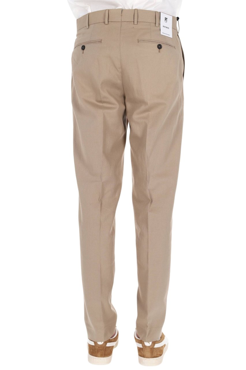 PT Torino Master Fit Cotton-Linen Trousers Roze