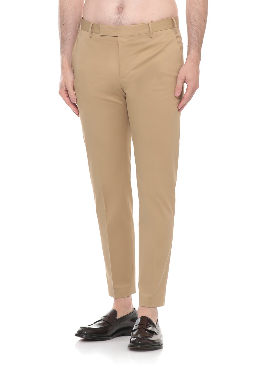 PT Torino Beige Cotton Straight-Leg Pants Neutraal