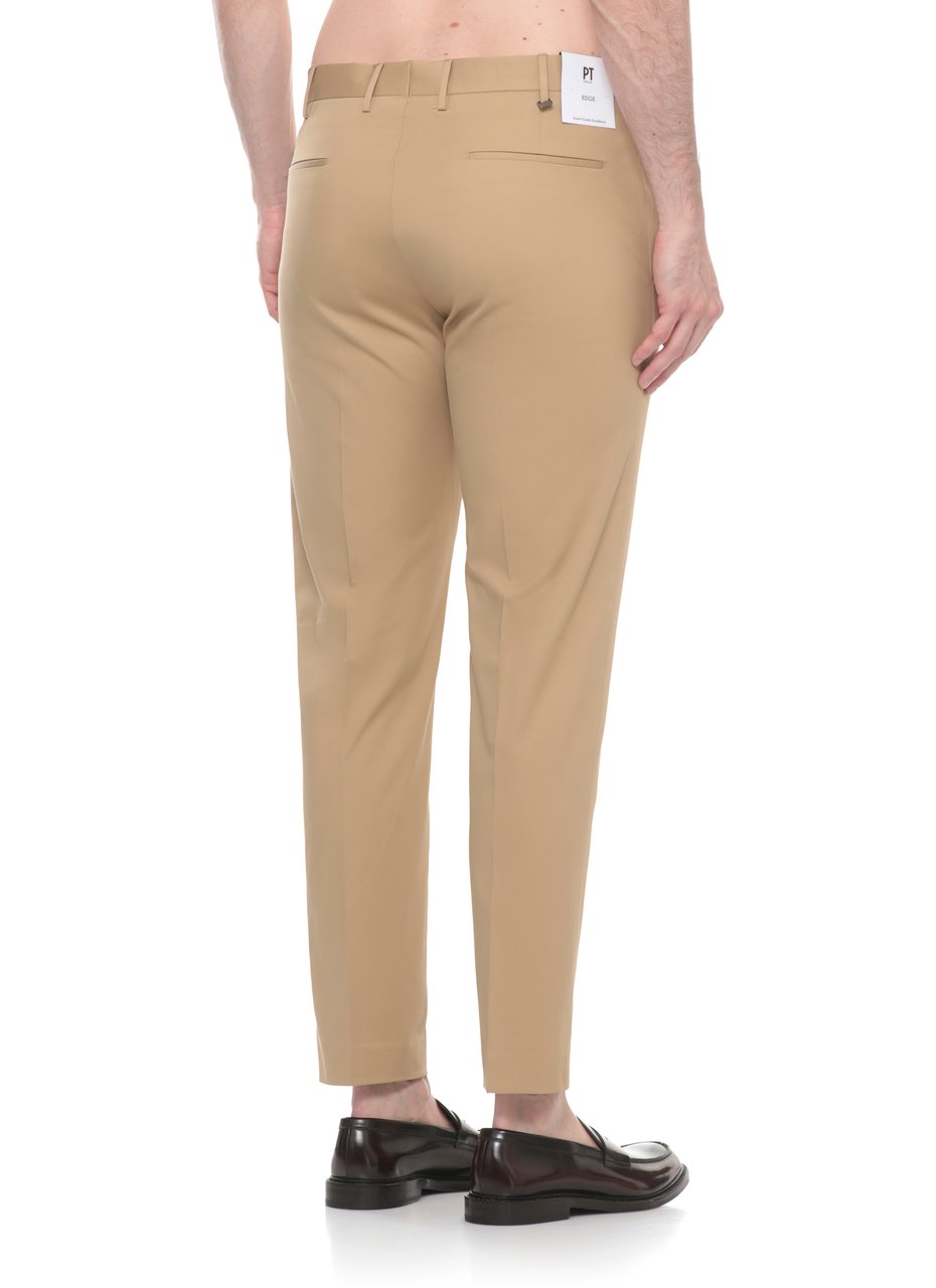 PT Torino Beige Cotton Straight-Leg Pants Neutraal