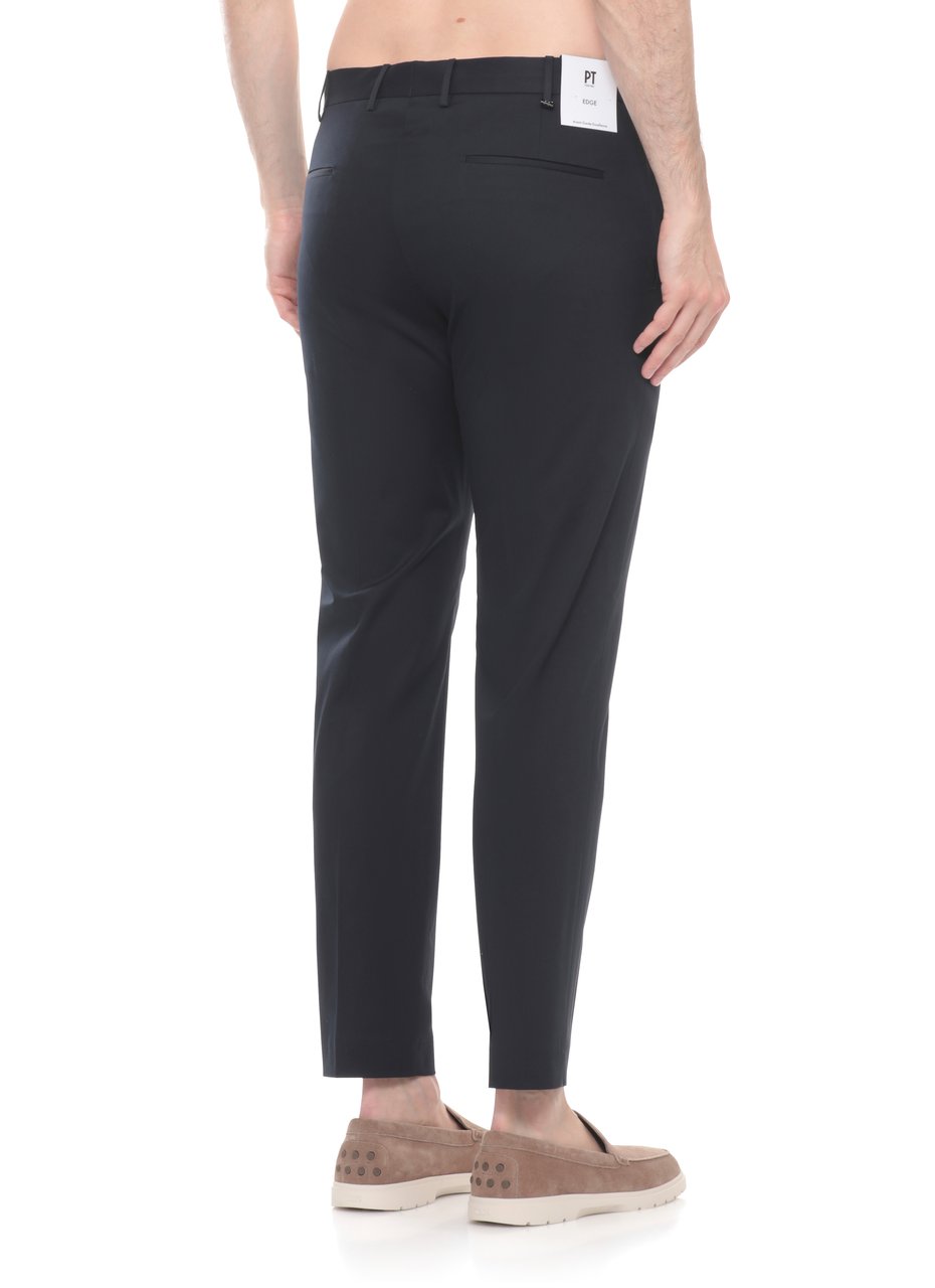 PT Torino Blue Cotton Straight-Leg Pants Zwart