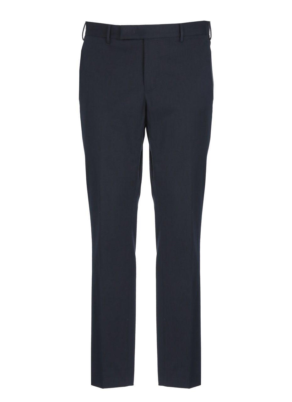 PT Torino Blue Cotton Straight-Leg Pants Zwart