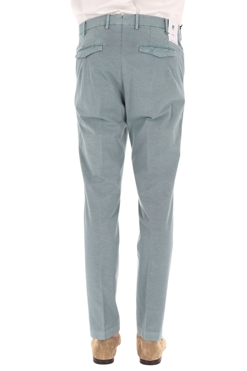 PT Torino Master Fit Cotton-Linen Trousers Grijs