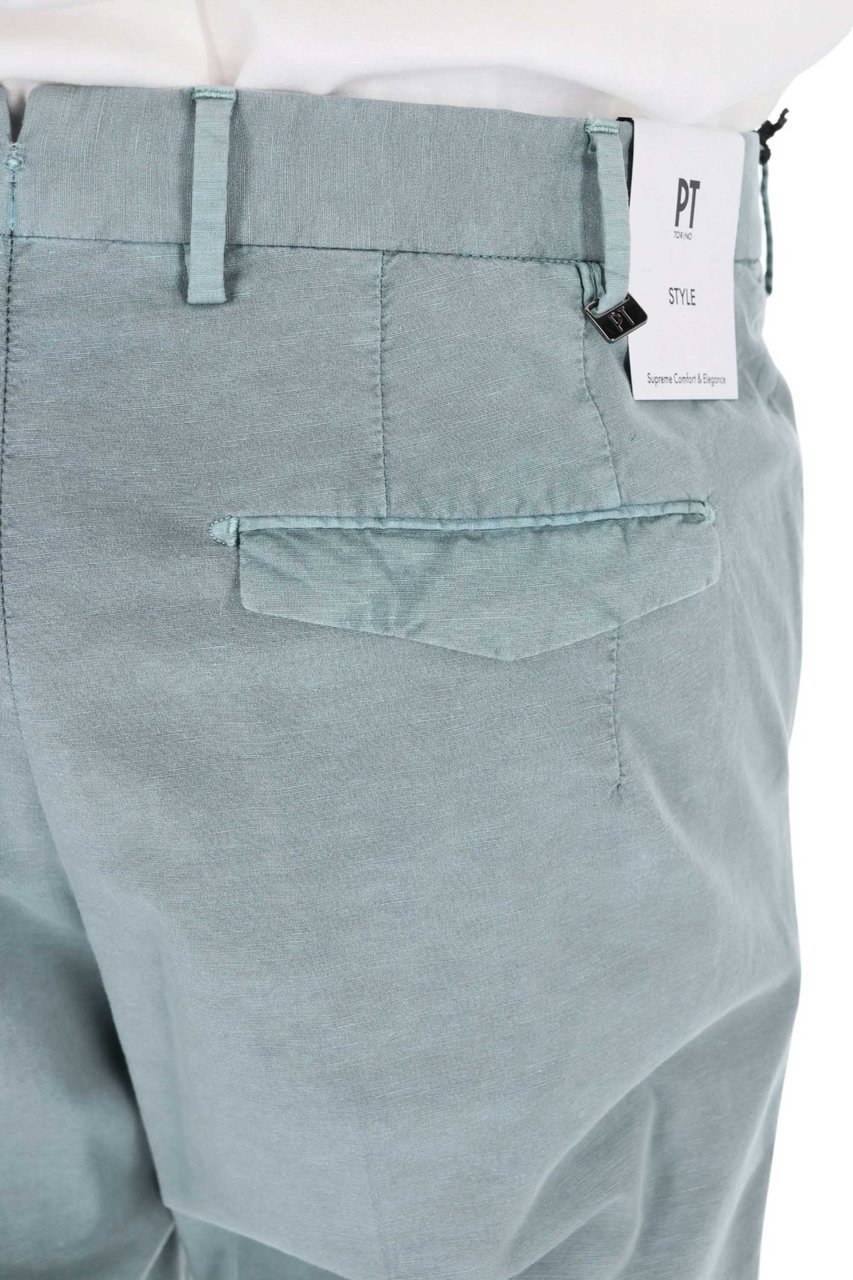PT Torino Master Fit Cotton-Linen Trousers Grijs
