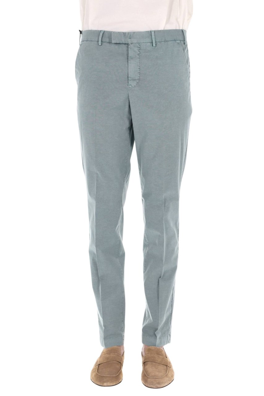 PT Torino Master Fit Cotton-Linen Trousers Grijs