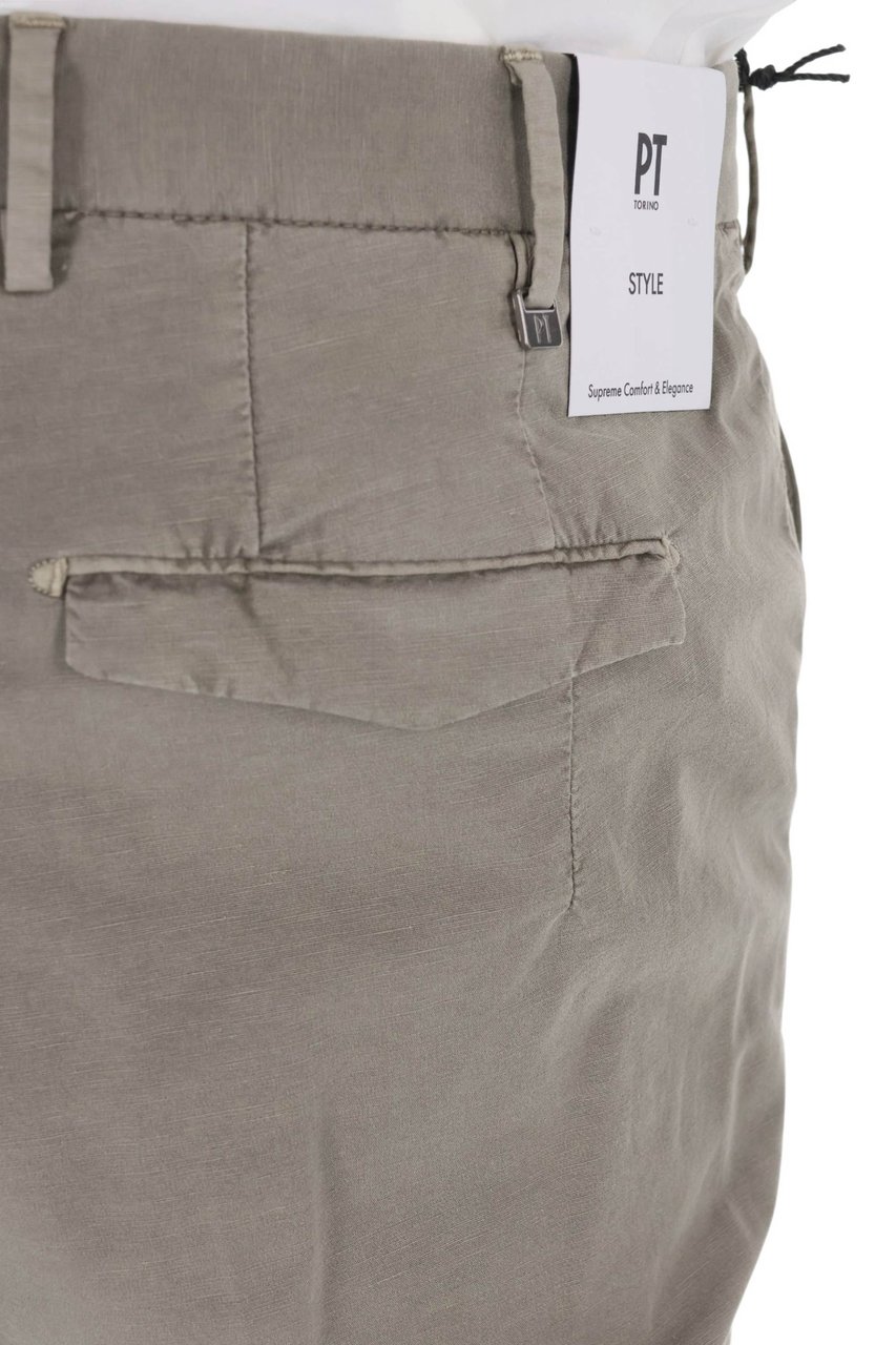 PT Torino Master Fit Cotton-Linen Trousers Bruin