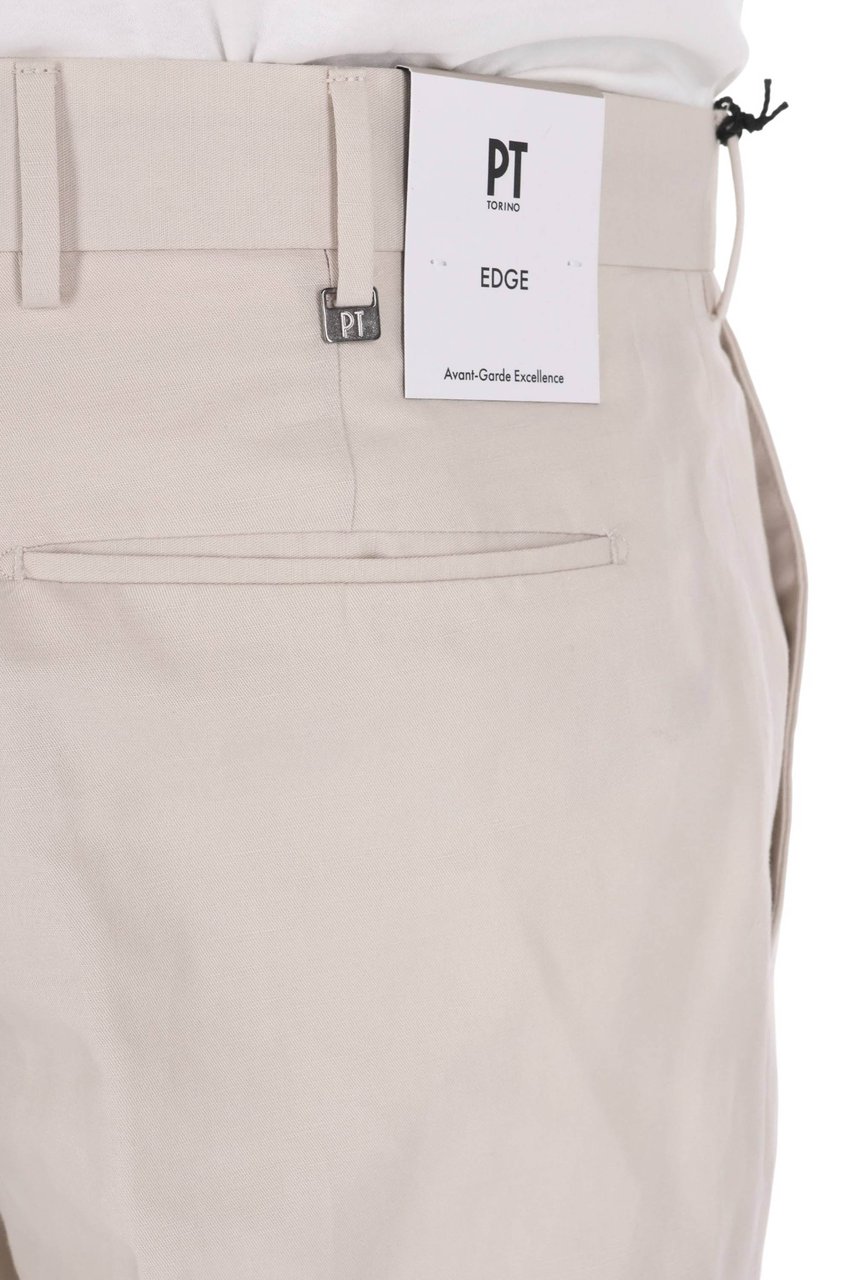 PT Torino Rebel Fit Linen-Cotton Trousers Neutraal