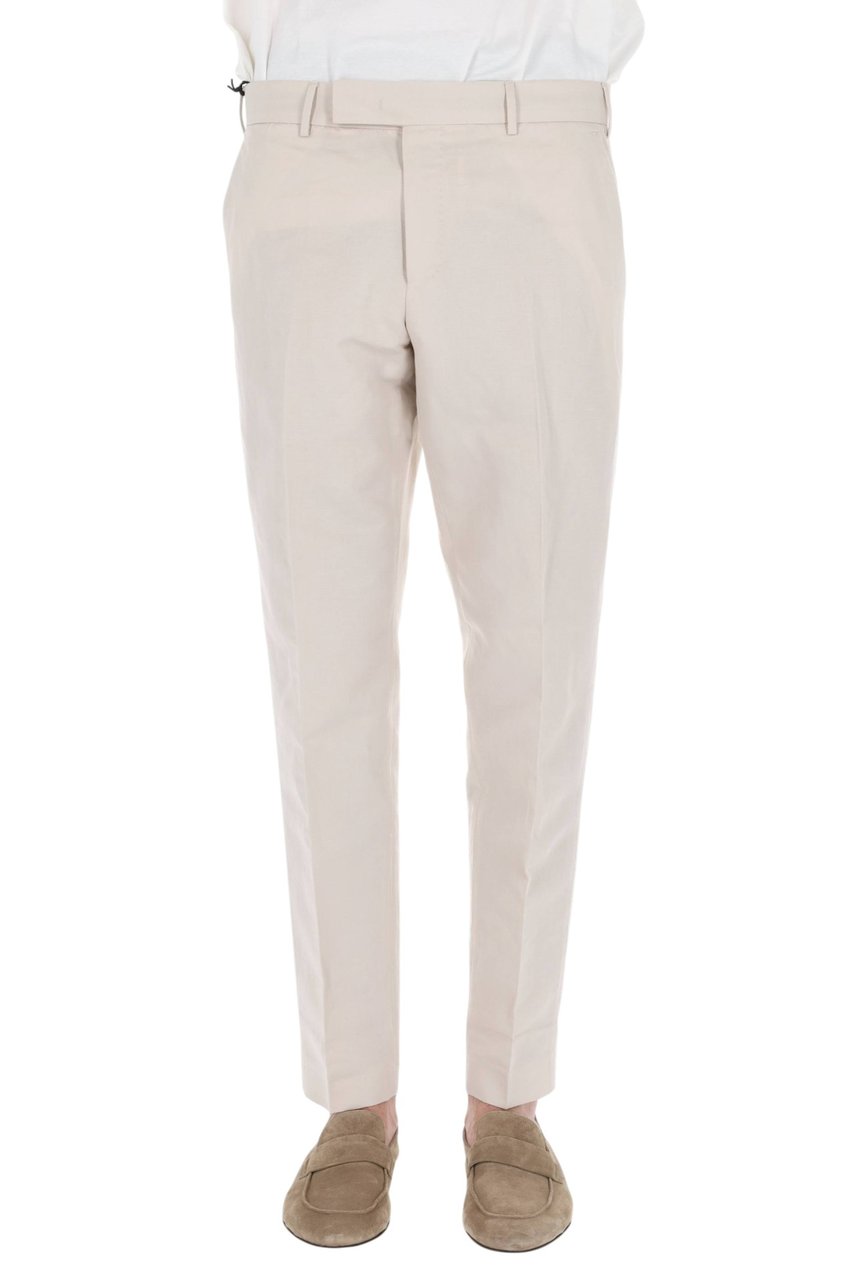 PT Torino Rebel Fit Linen-Cotton Trousers Neutraal