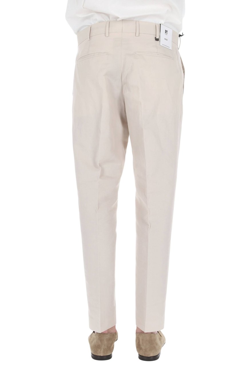 PT Torino Rebel Fit Linen-Cotton Trousers Neutraal