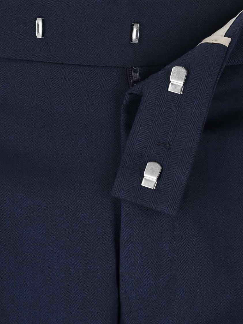 PT Torino Navy High-Waisted Chino Pants With Straight Leg Design Blauw