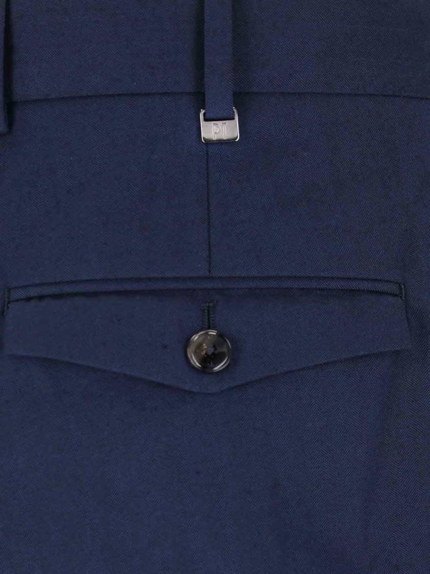 PT Torino Navy High-Waisted Chino Pants With Straight Leg Design Blauw