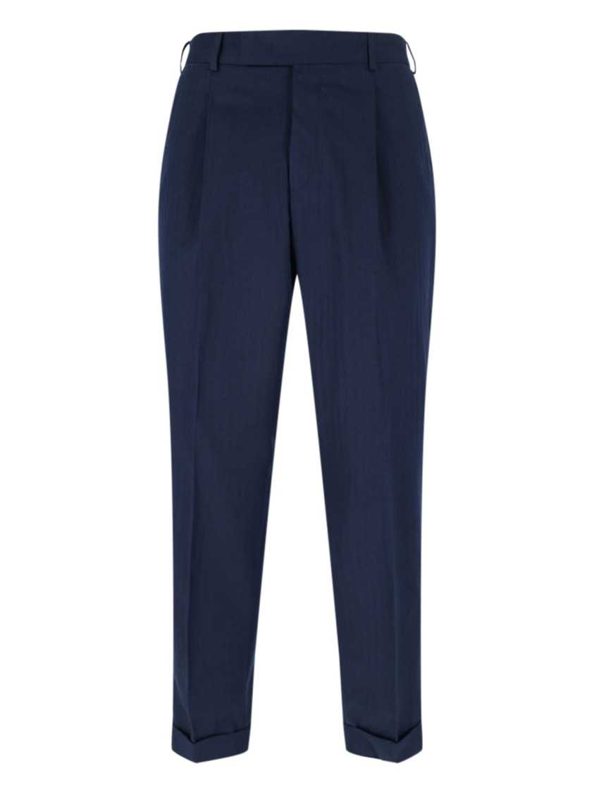 PT Torino Navy High-Waisted Chino Pants With Straight Leg Design Blauw