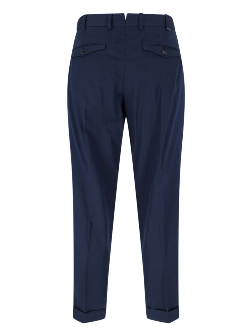 PT Torino Navy High-Waisted Chino Pants With Straight Leg Design Blauw