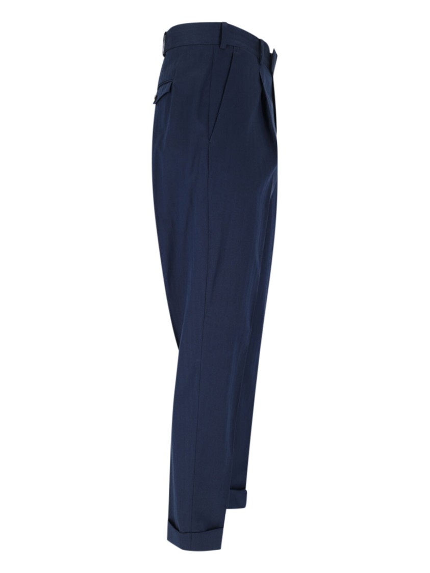 PT Torino Navy High-Waisted Chino Pants With Straight Leg Design Blauw