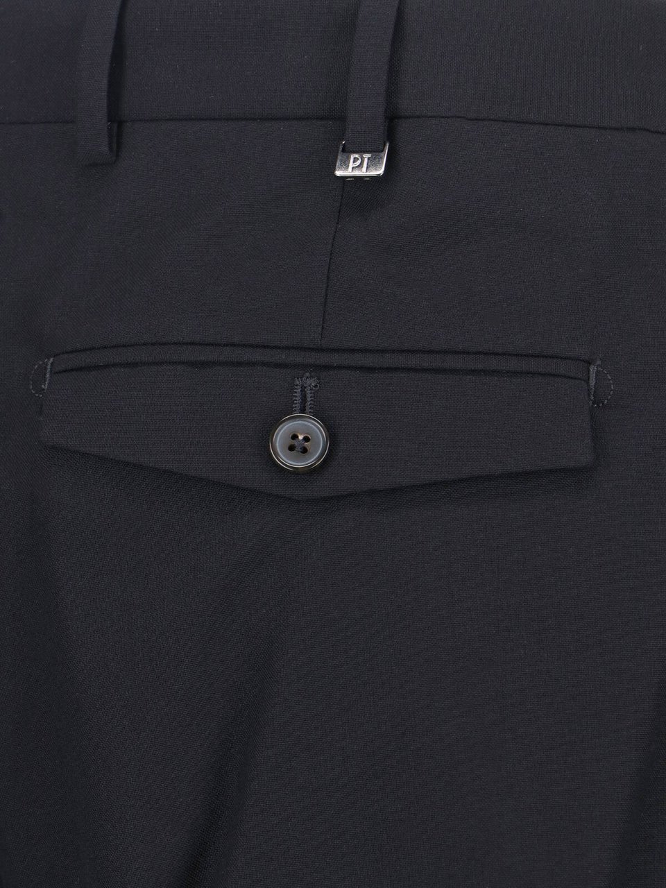 PT Torino Black Tailored Pleated Virgin Wool Trousers Zwart