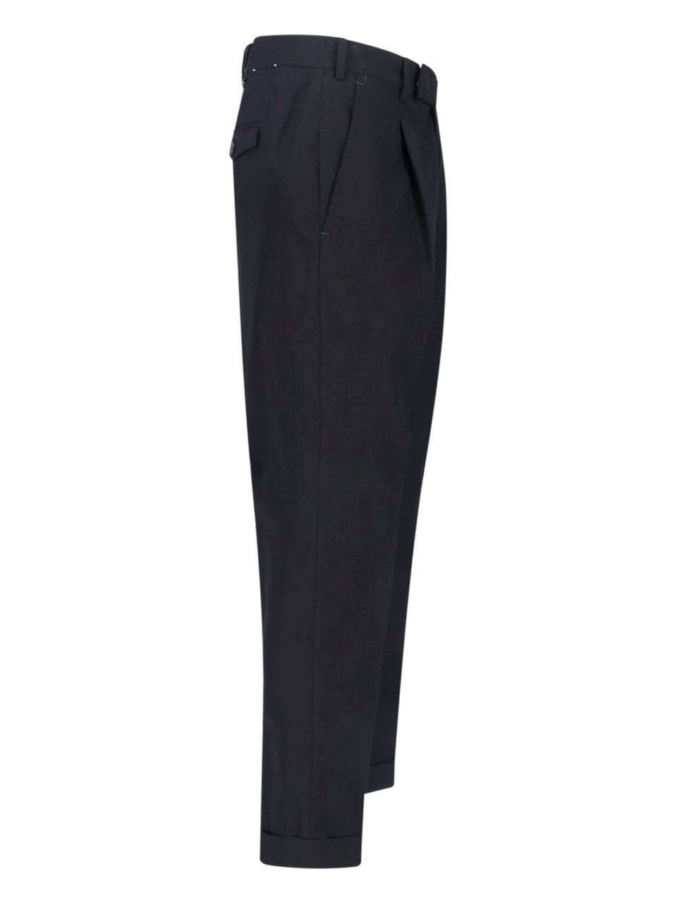 PT Torino Black Tailored Pleated Virgin Wool Trousers Zwart