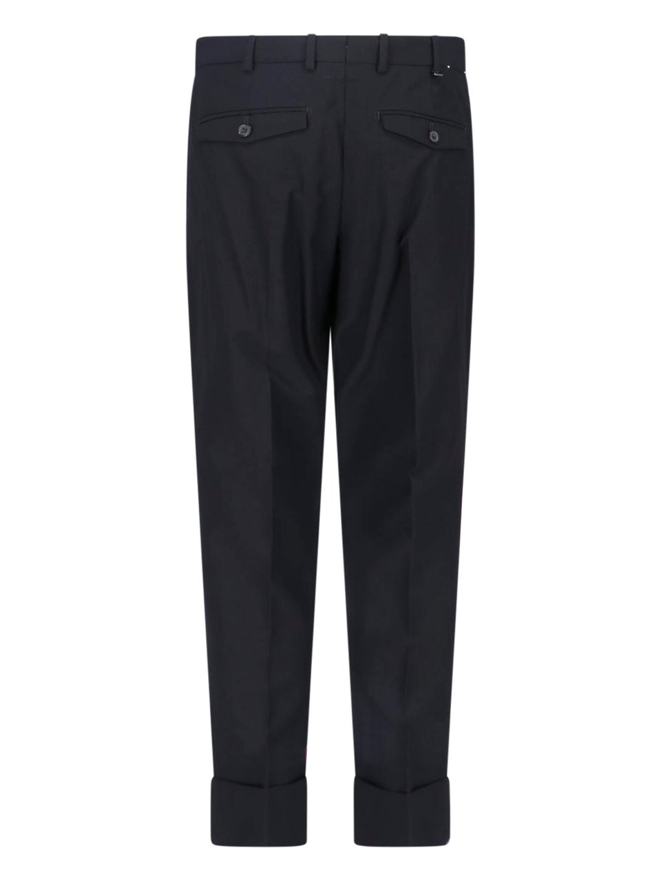 PT Torino Black Tailored Pleated Virgin Wool Trousers Zwart