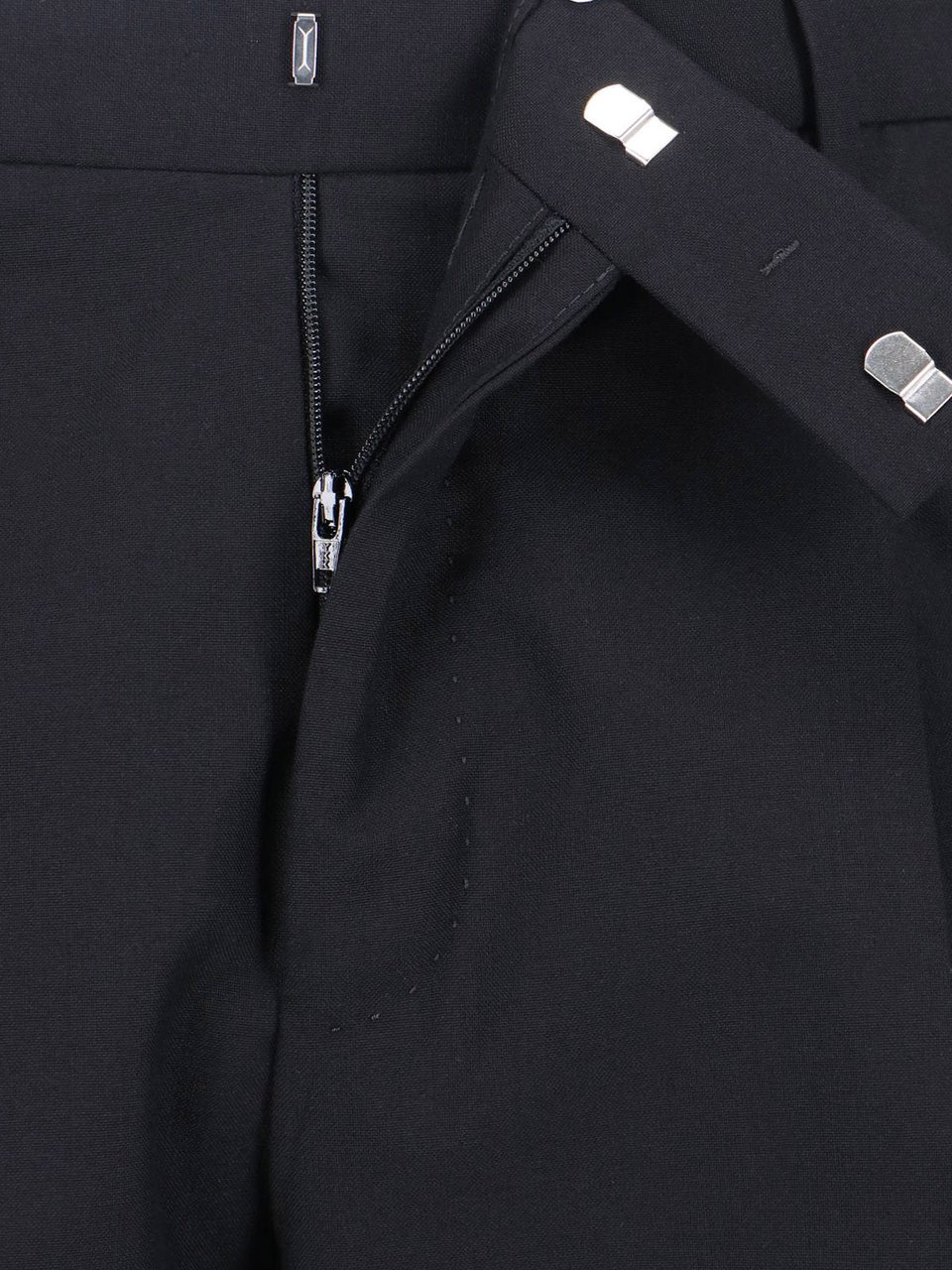 PT Torino Black Tailored Pleated Virgin Wool Trousers Zwart