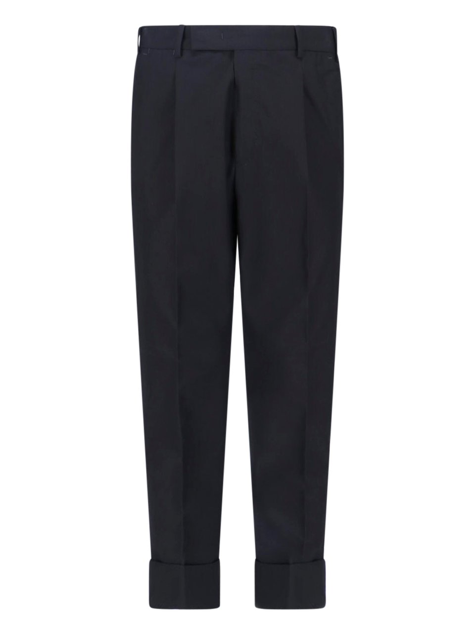PT Torino Black Tailored Pleated Virgin Wool Trousers Zwart