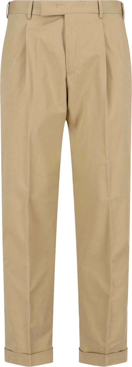 PT Torino Tailored Beige Trousers With Clean Front Neutraal