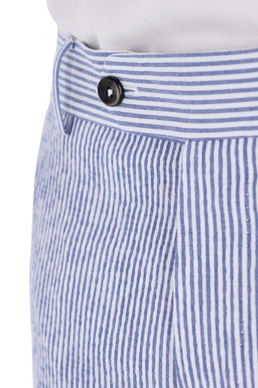 PT Torino Striped Seersucker Slim Fit Pants Wit