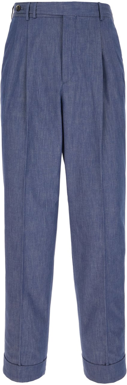PT Torino Pt Torino Denim blue cotton pants Blauw