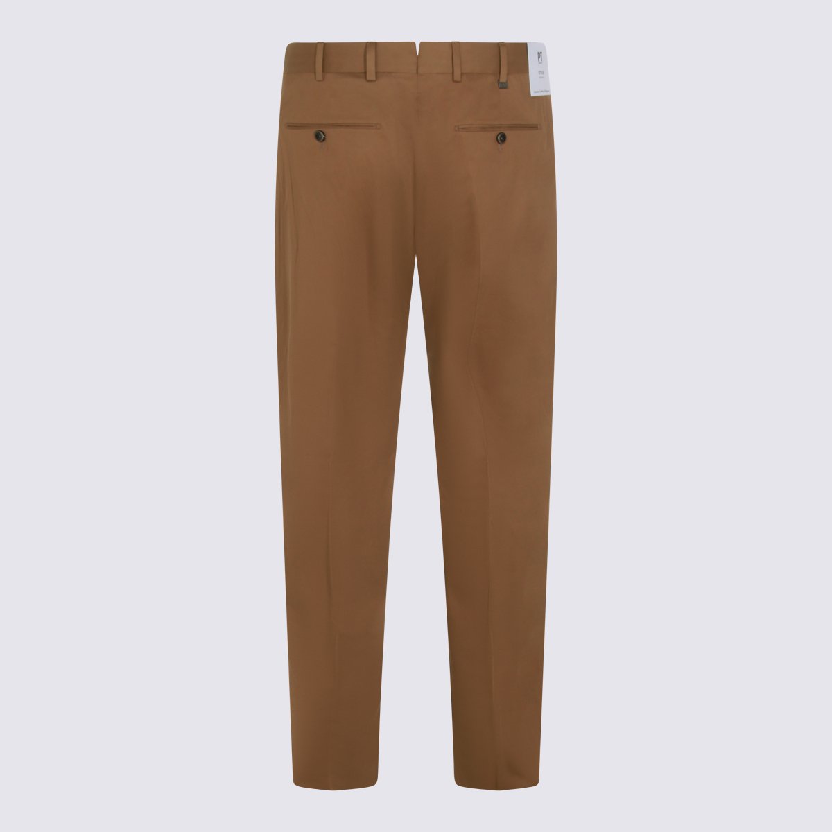 PT Torino Tailored Brown Trousers With Flat Front And Subtle Pleats Bruin
