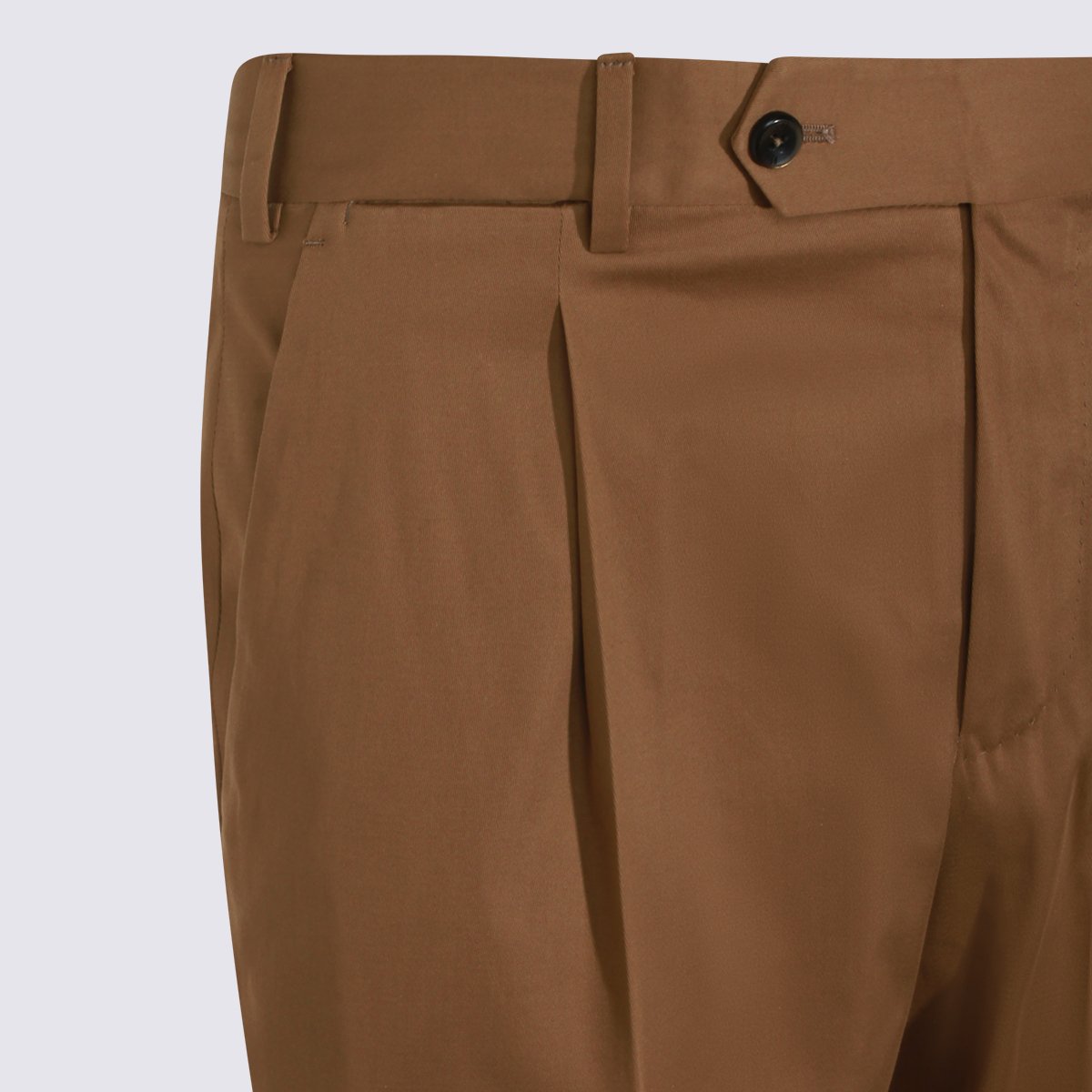 PT Torino Tailored Brown Trousers With Flat Front And Subtle Pleats Bruin