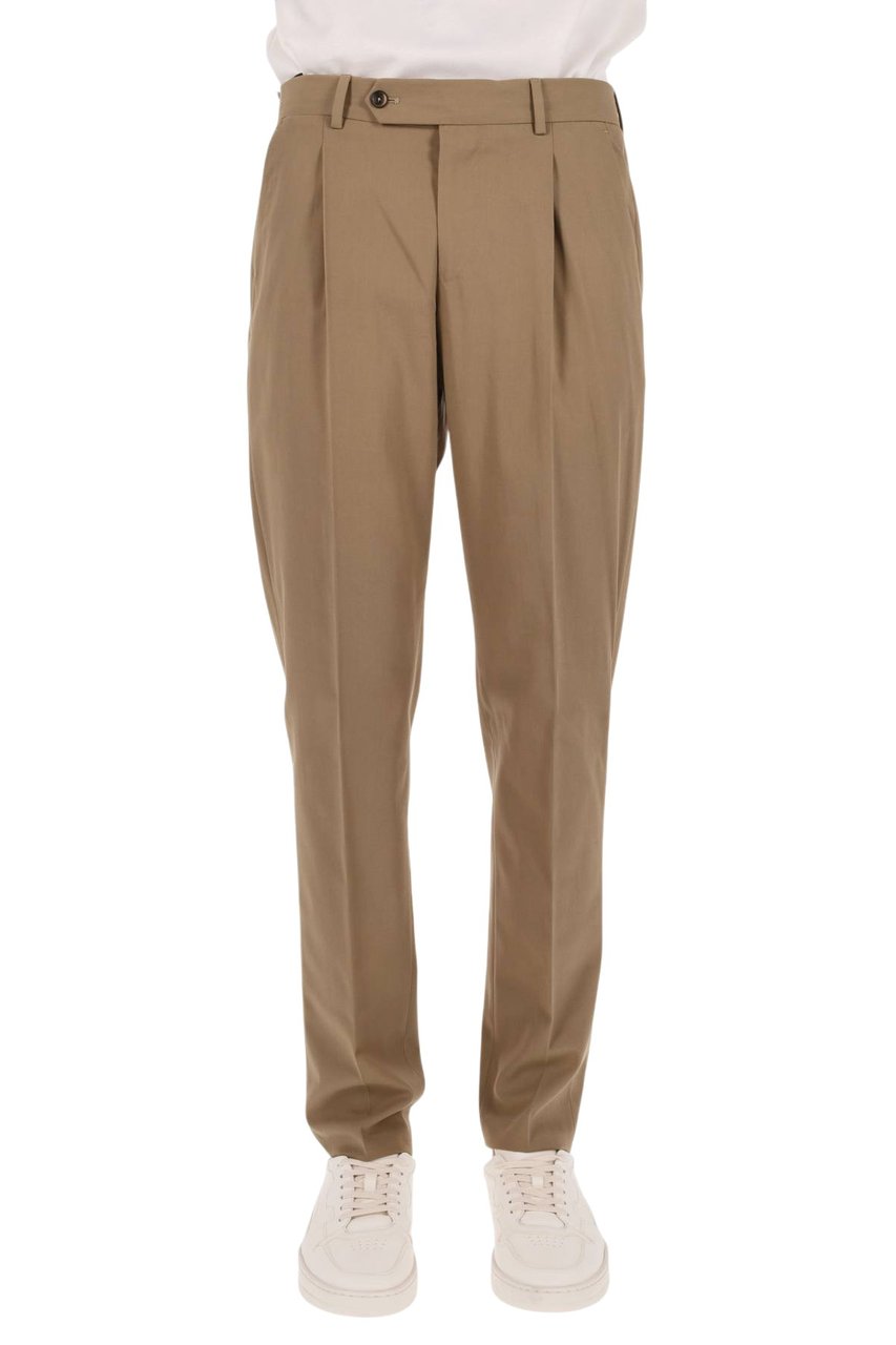 PT Torino Relaxed Fit Trousers in Deluxe Cotton Blend Bruin